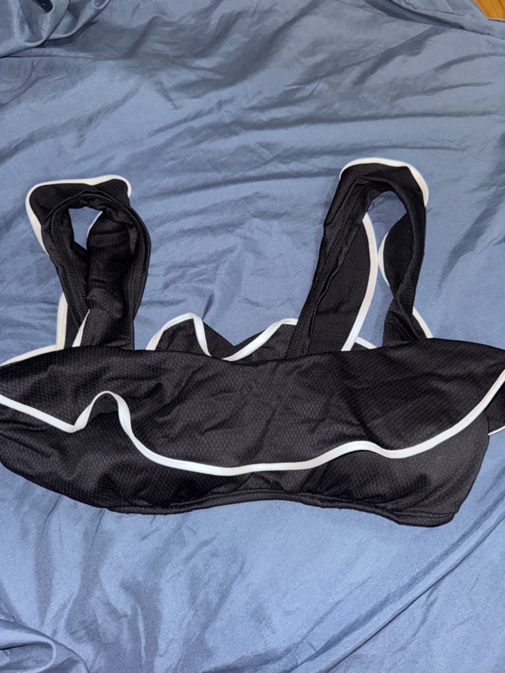 Black Bikini Top with White Trim - Women Swim Bikini